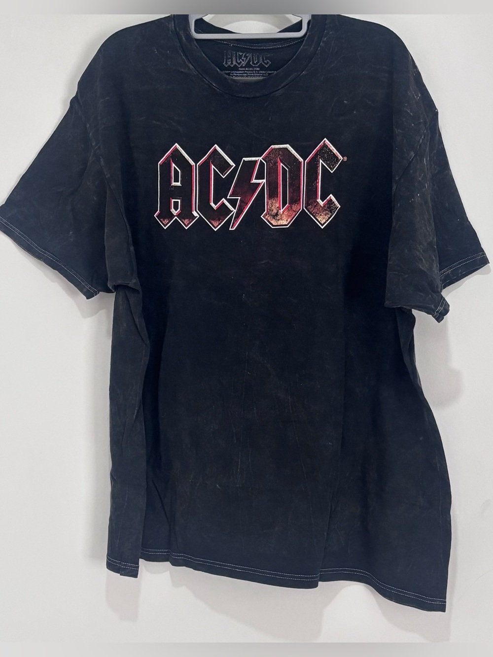 AC/DC Men’s Logo Mineral Wash Graphic T-Shirt Size XL